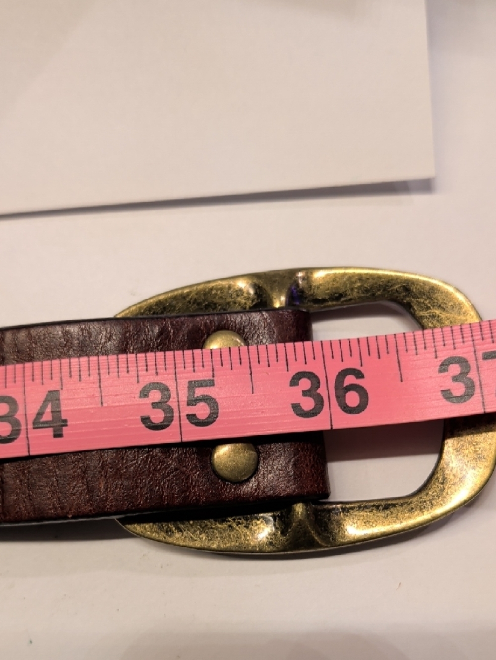 Brown Floral-Accent Leather Belt with Antiqued Brass Buckle - Picture 11 of 13